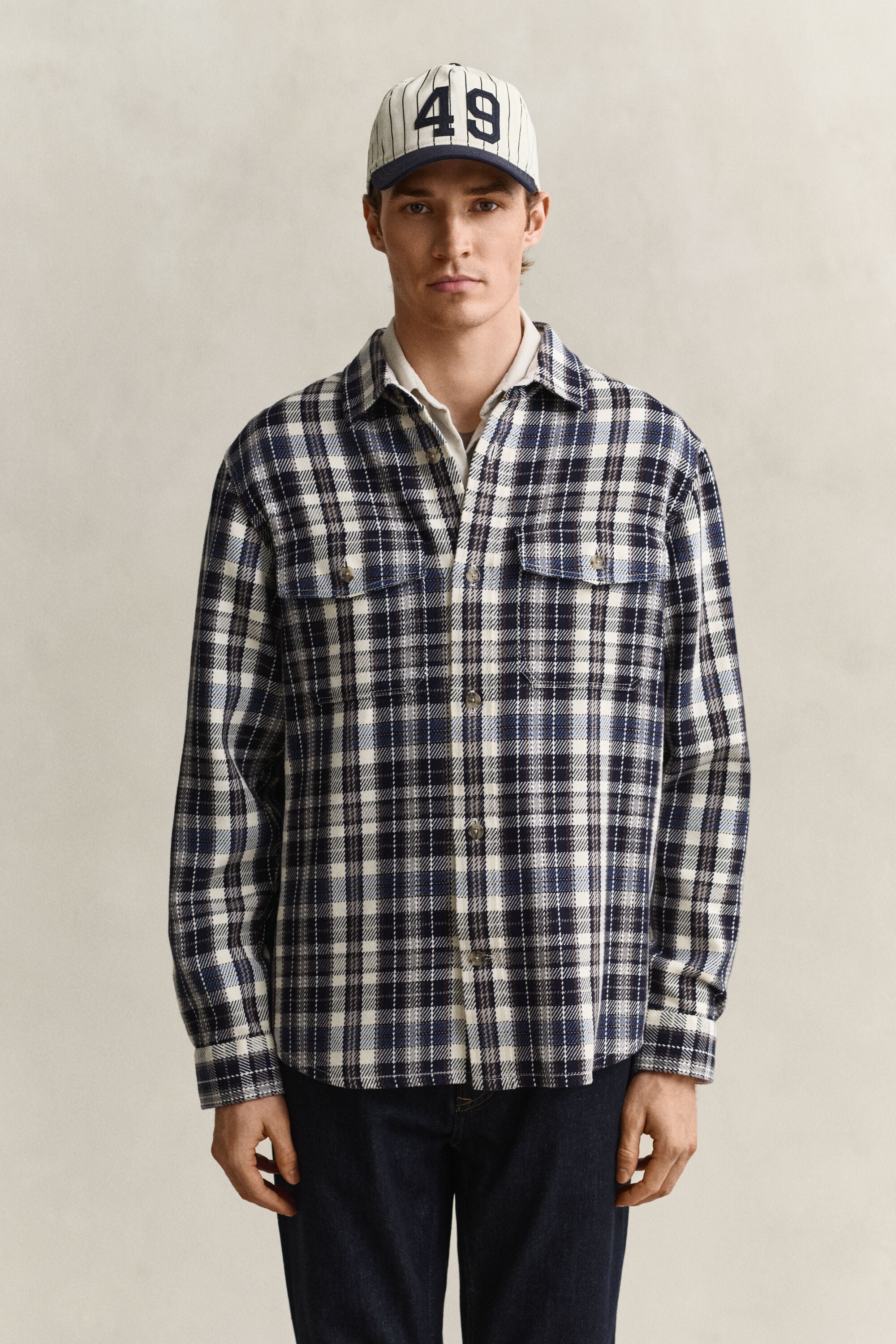 Geruit overshirt van keperkatoen