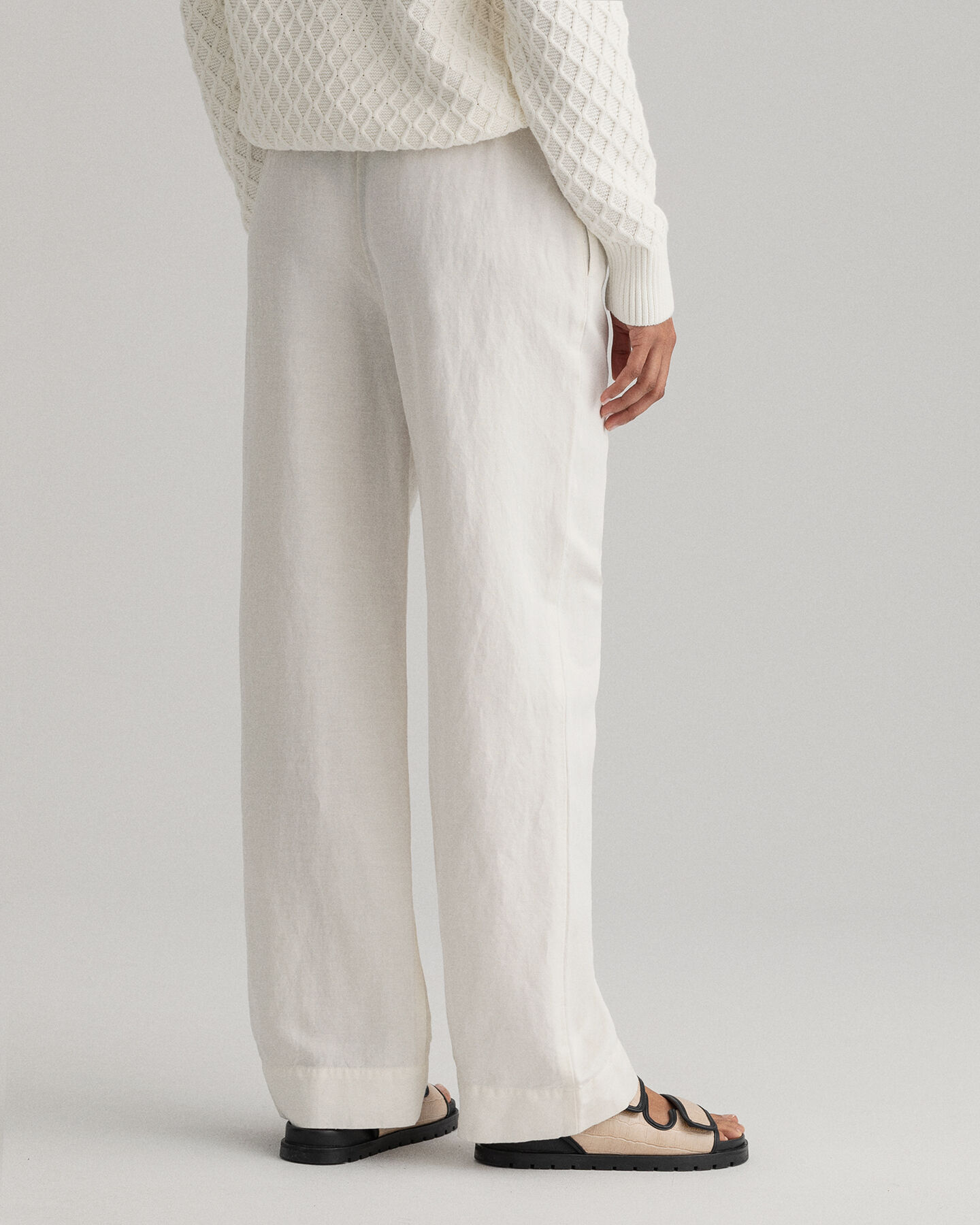 Broek zonder sluiting van linnen en viscose