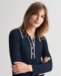 Polo côtelé à manches longues