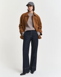 Gebreide wollen kabeltrui met ronde hals