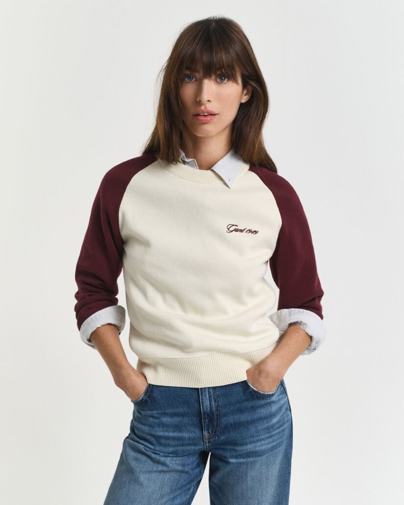 Pull col rond en colour-block