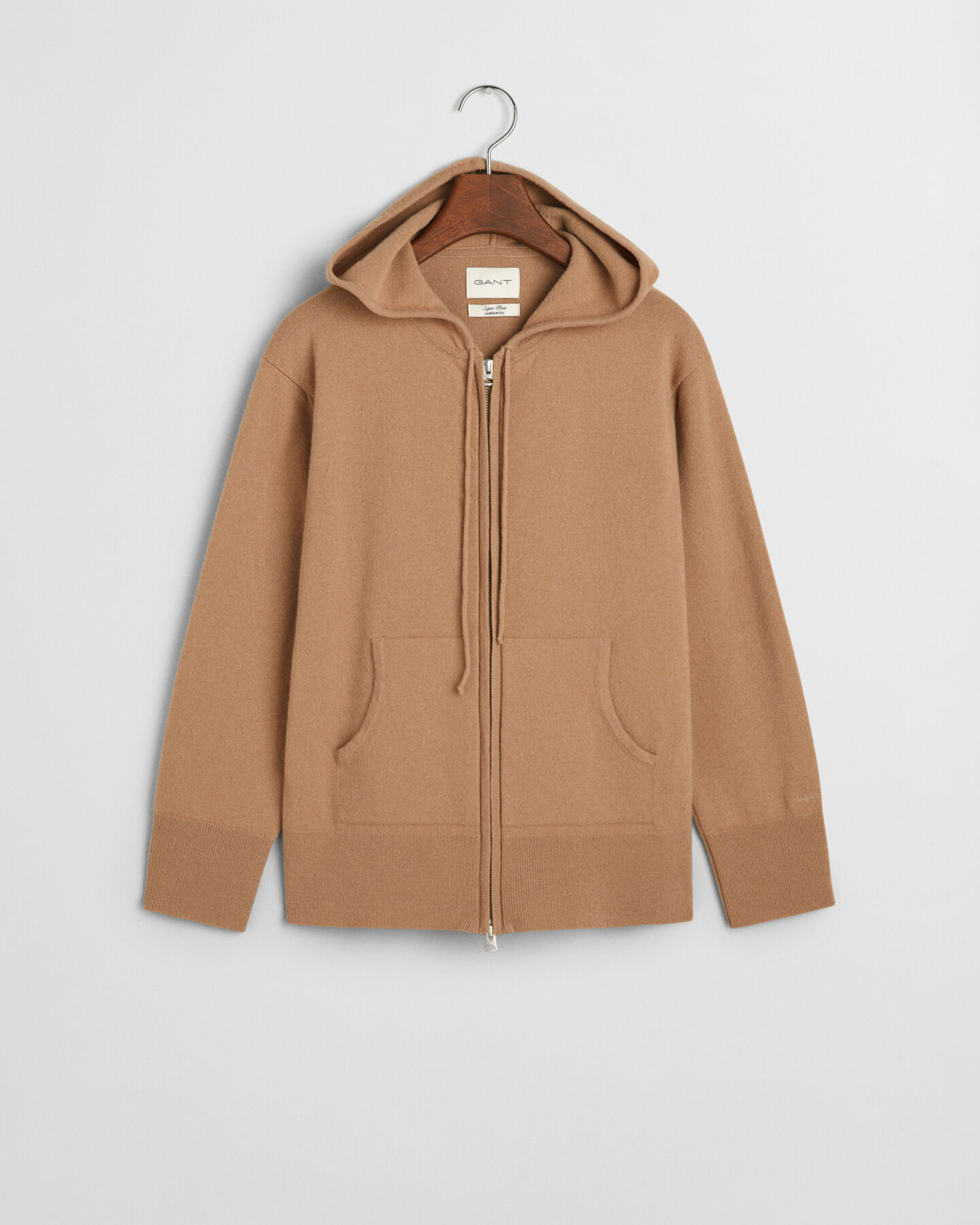 Sweat &agrave; capuche zipp&eacute; en laine d'agneau ultrafine