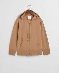 Sweat &agrave; capuche zipp&eacute; en laine d'agneau ultrafine