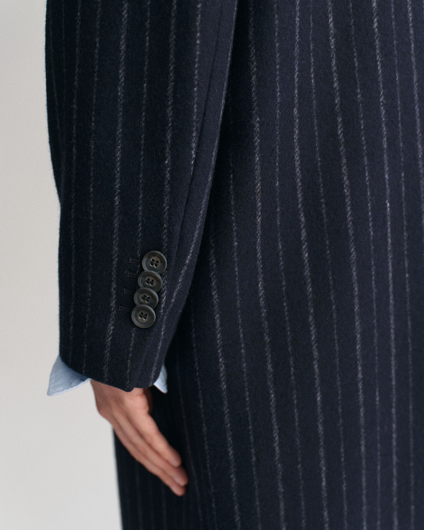 Wollen jas met krijtstreep