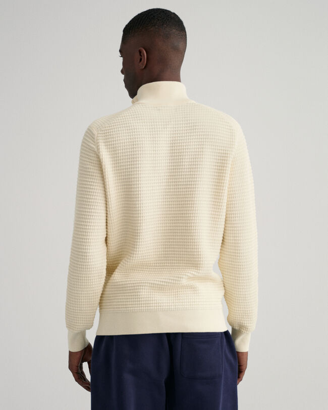 Pull en coton &agrave; demi-zip Texture