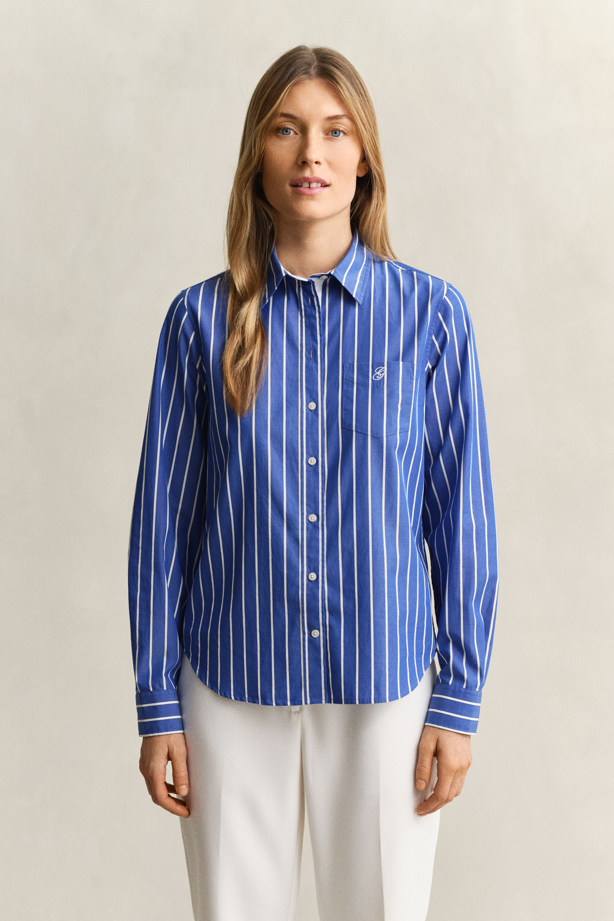 Regular Fit Classic overhemd met strepen van poplin