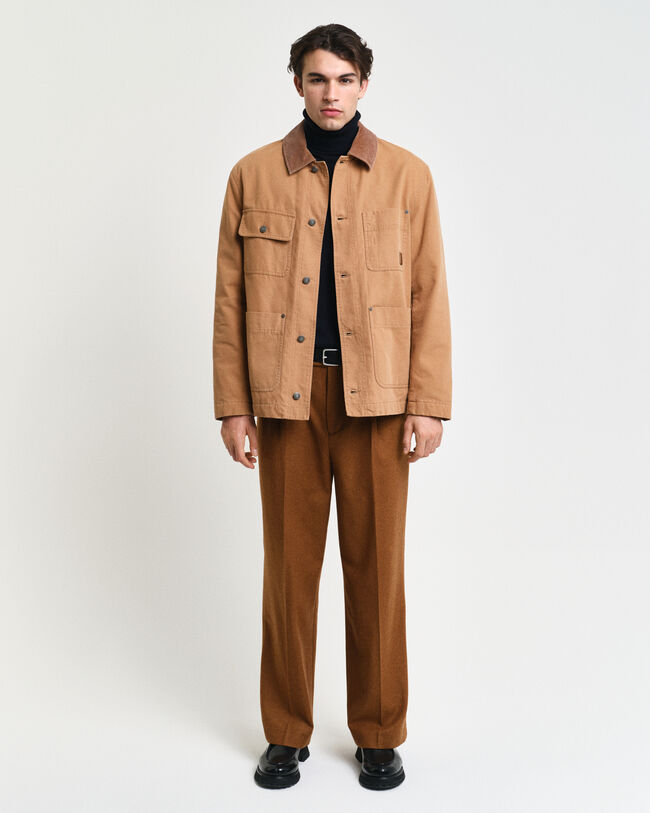 Pantalon de costume relaxed fit en flanelle de laine