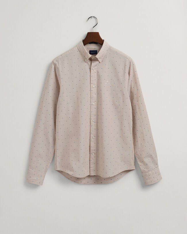 Chemise slim fit &agrave; pois dobby