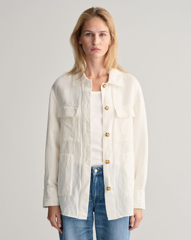 Overshirt met linnenmix
