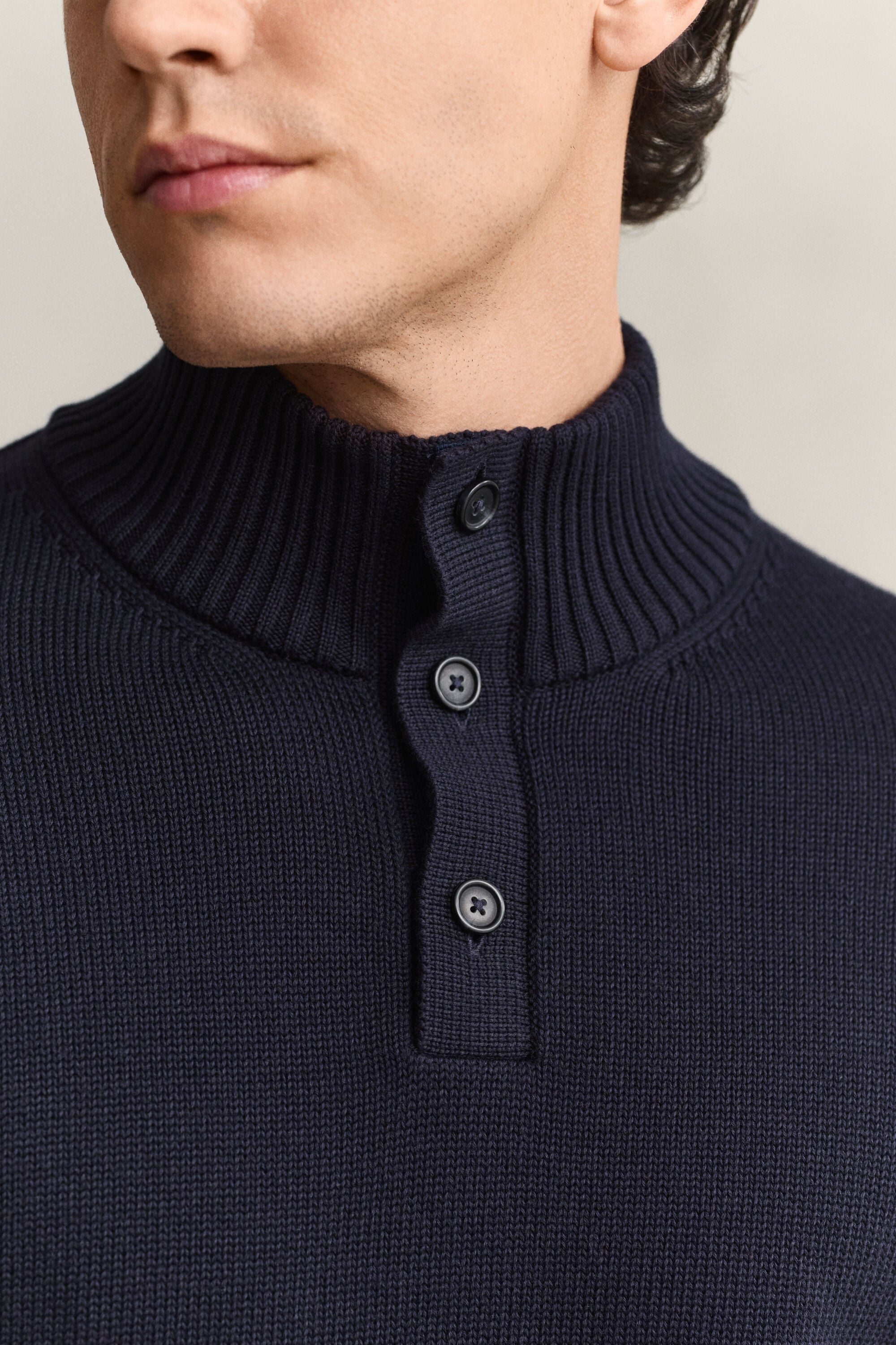 Pull à col boutonné en coton Supima