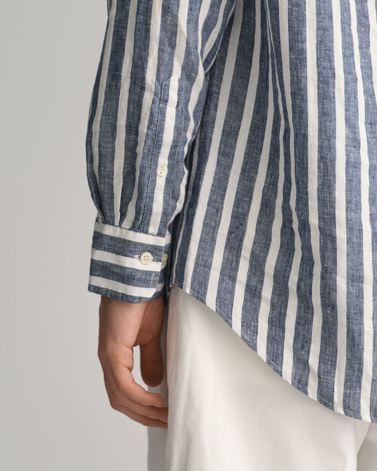 Regular Fit linnen overhemd met brede strepen