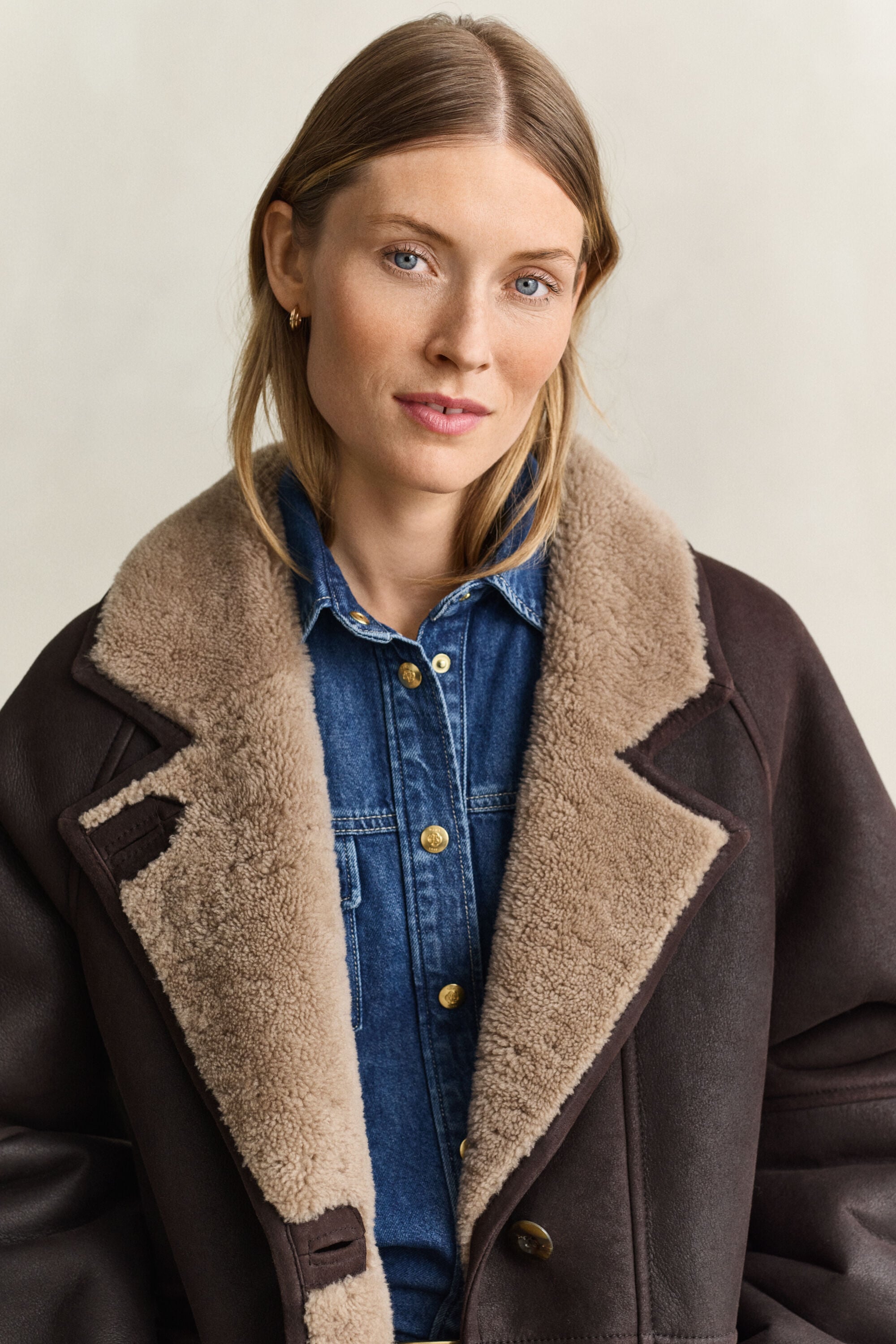 Veste en peau lainée