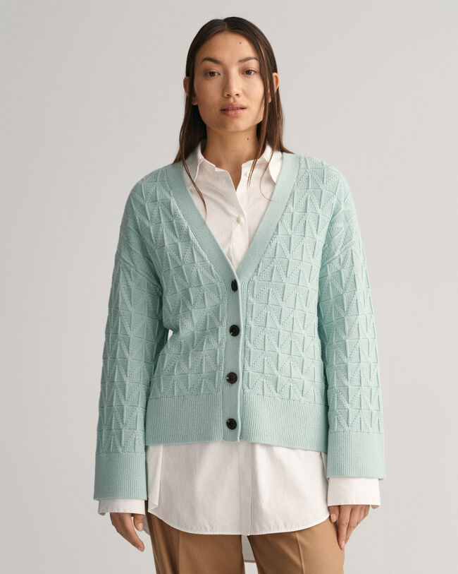 Cardigan col V &agrave; chevrons