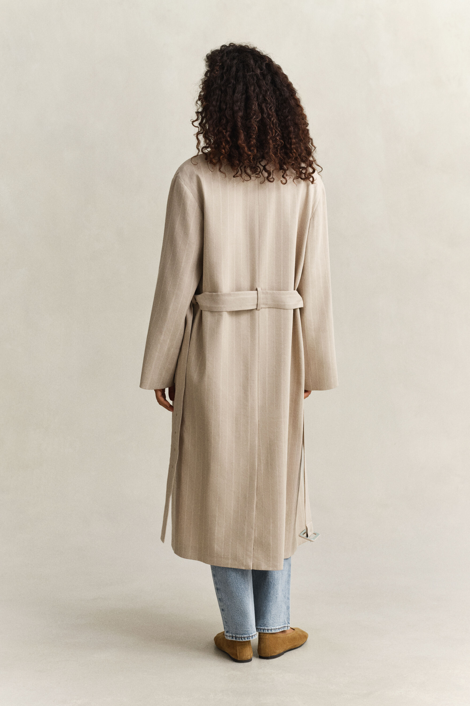 Krijtstreep jas van linnenmix