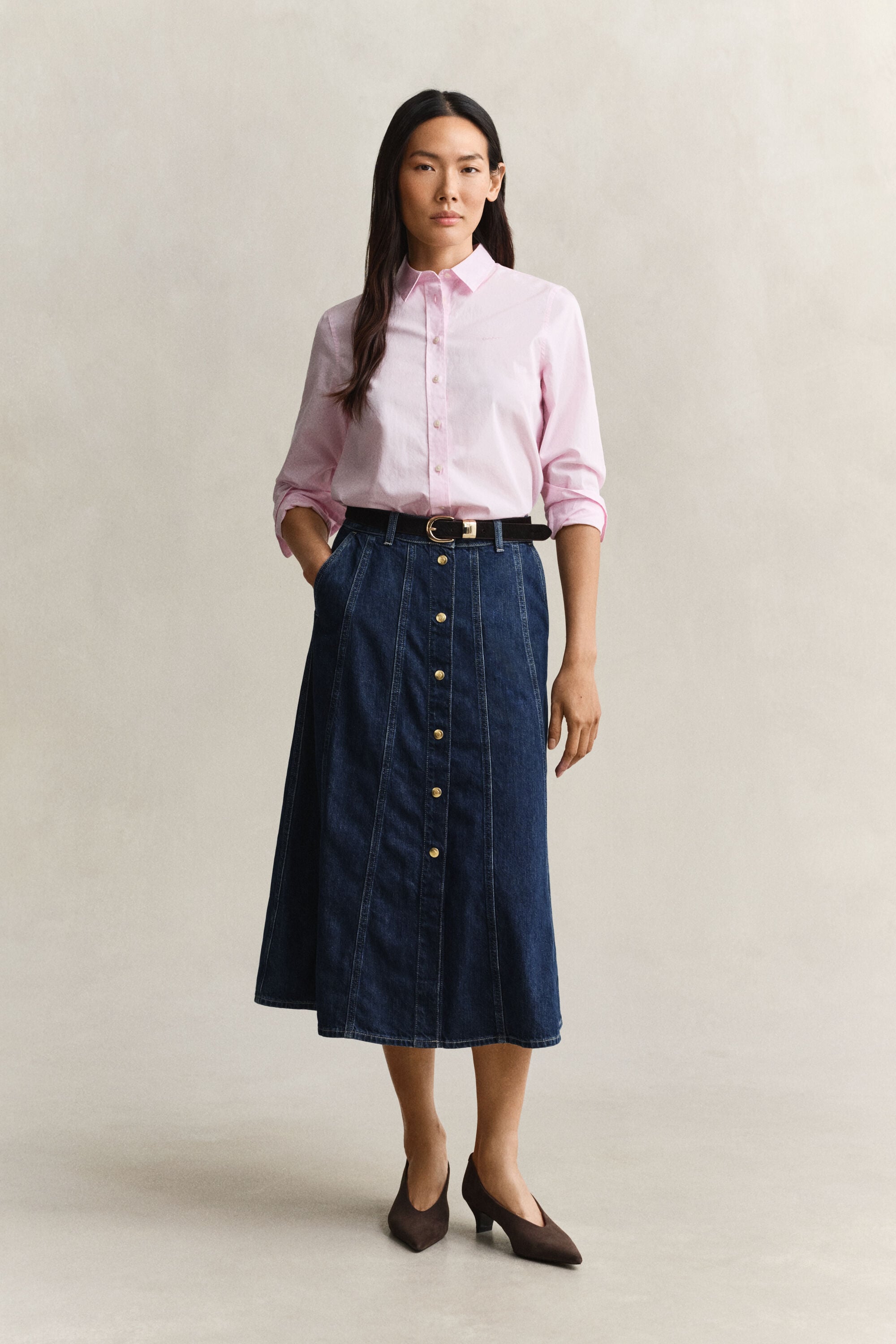 Chemise coupe regular en popeline classique