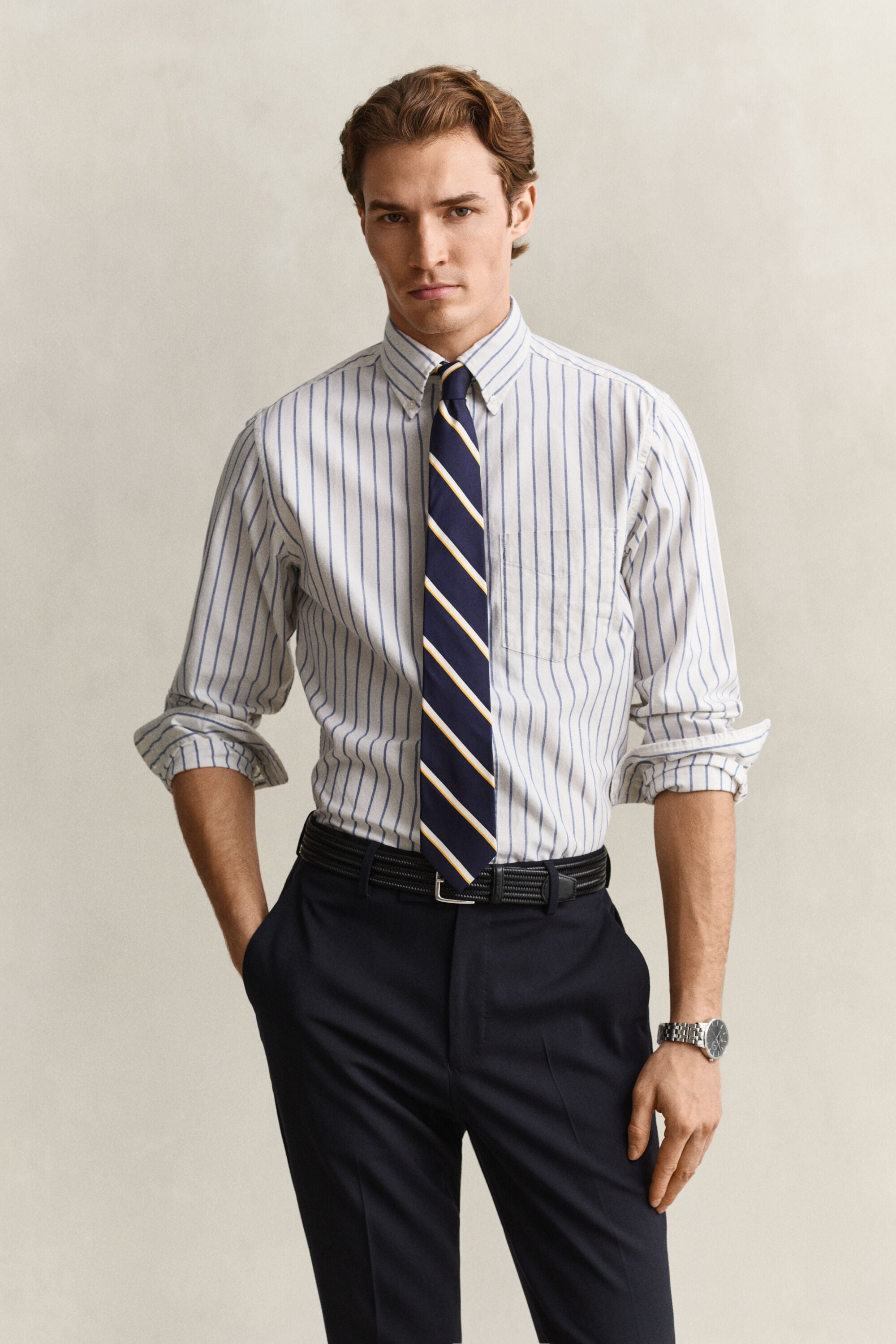 Chemise en coton Oxford classique à rayures
