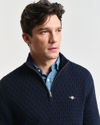 Pull à demi-zip en coton texturé