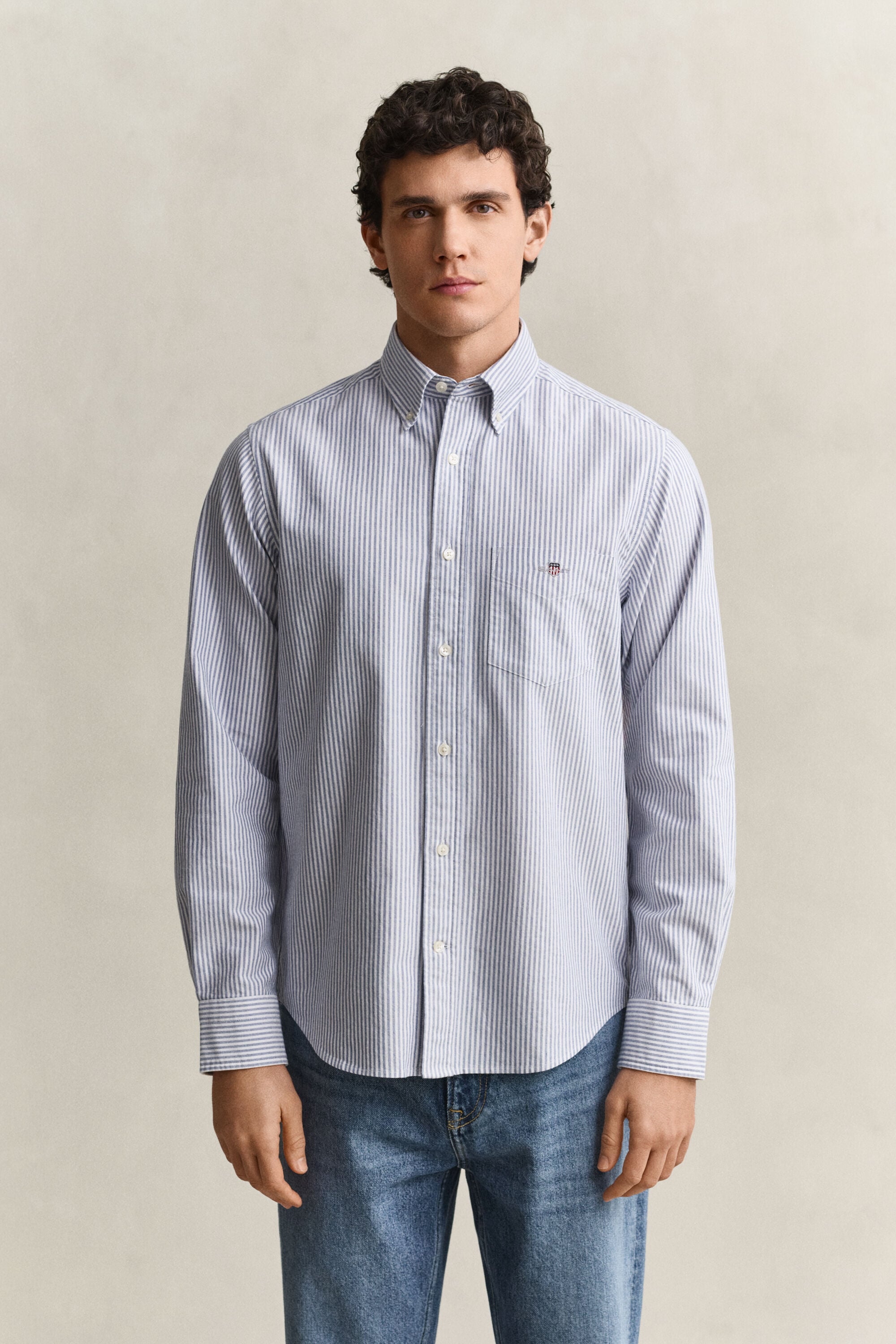 Chemise en coton Oxford regular classique à rayures