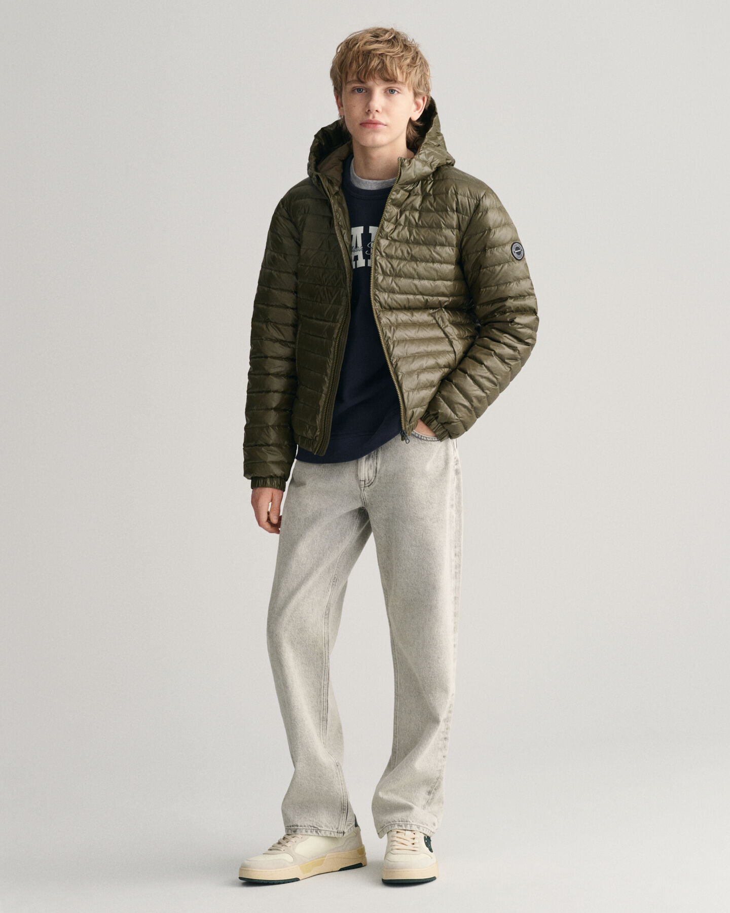 Teens glanzend lichtgewicht donsjack met wattering