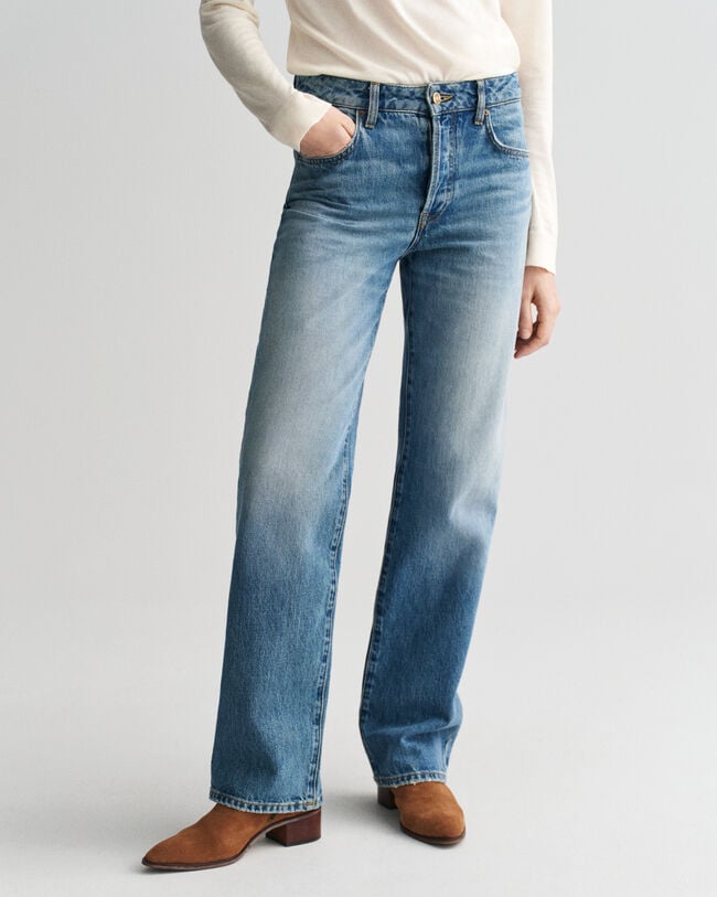 Rigid jeans met rechte pijpen