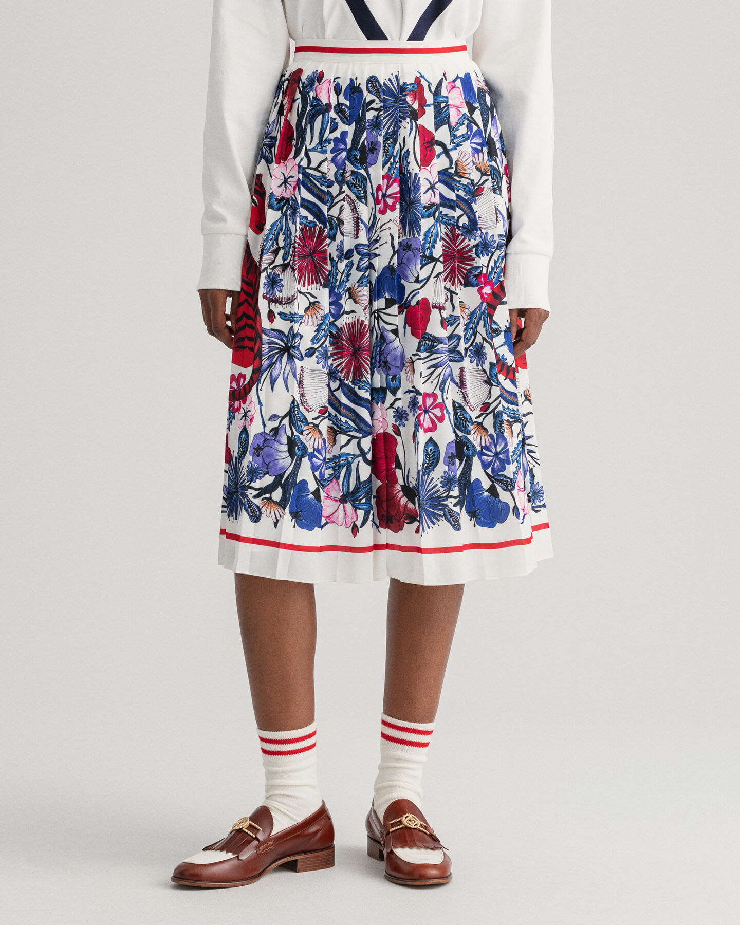 Tiger Floral Pleated Skirt