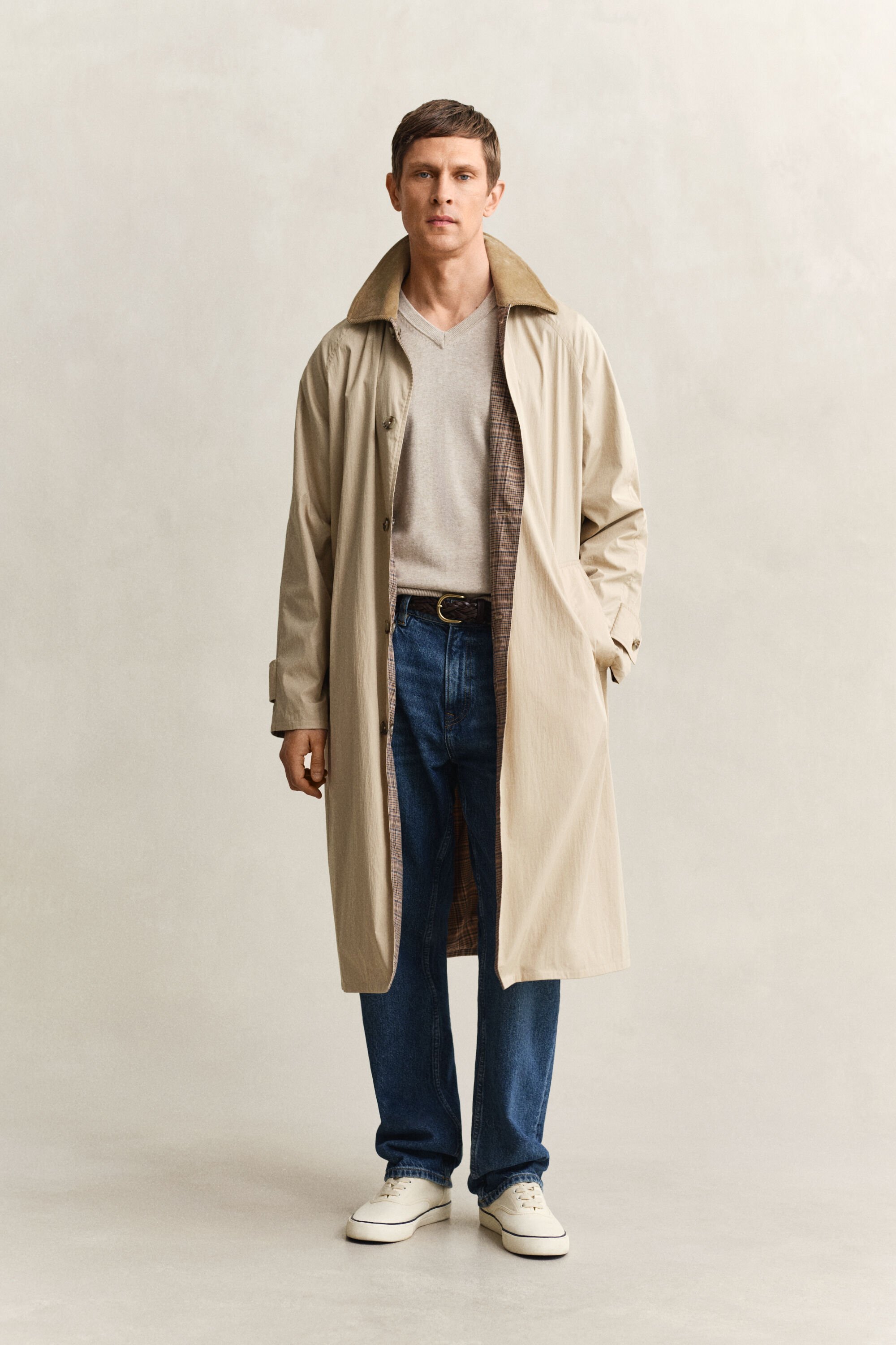 Pull col V en coton classique