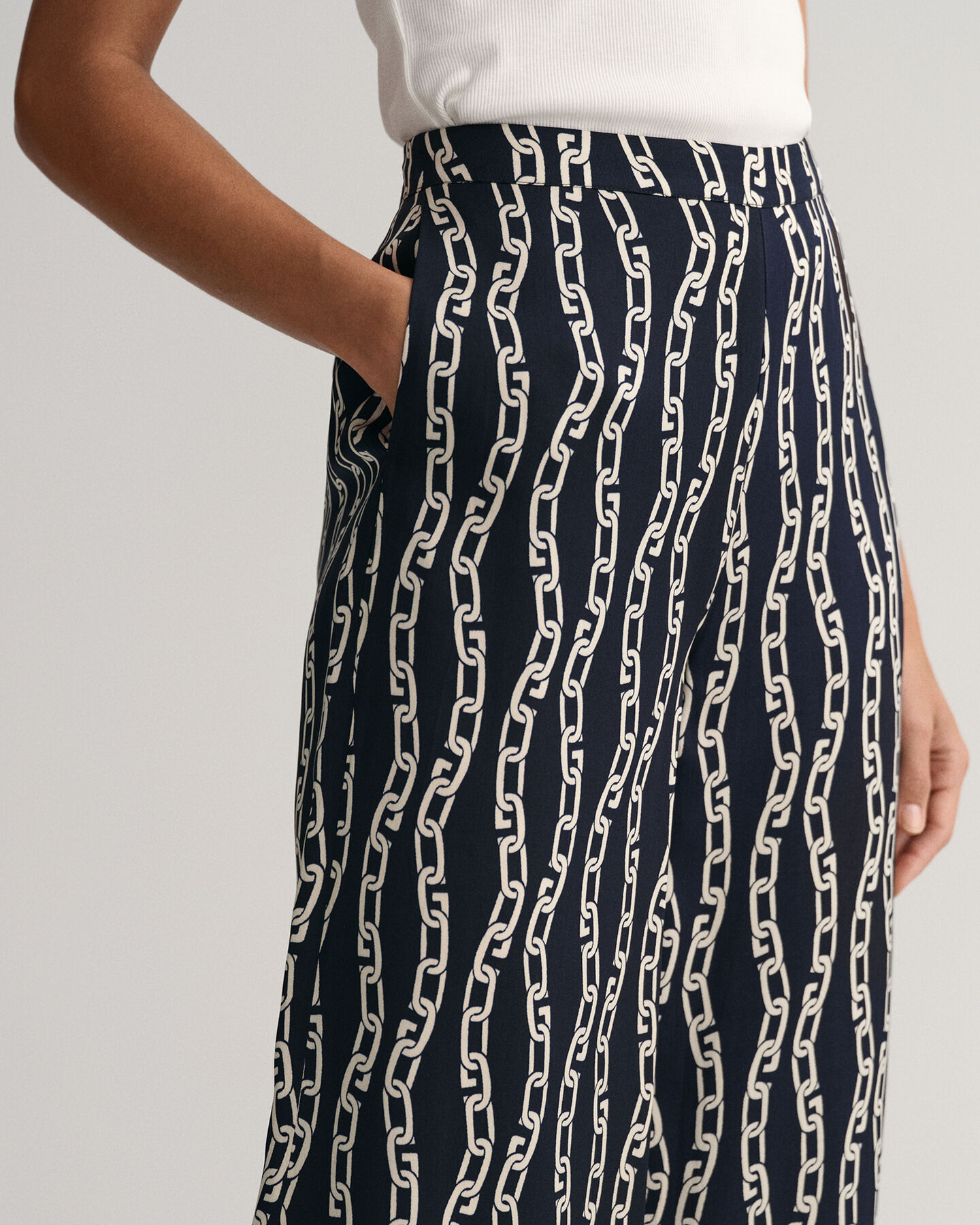 Chain Print broek met wijde pijp