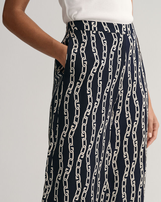 Chain Print broek met wijde pijp