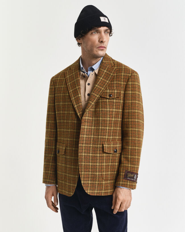 Veste blazer coupe décontractée en tweed à carreaux
