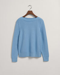 Textured sweater met boothals van katoen