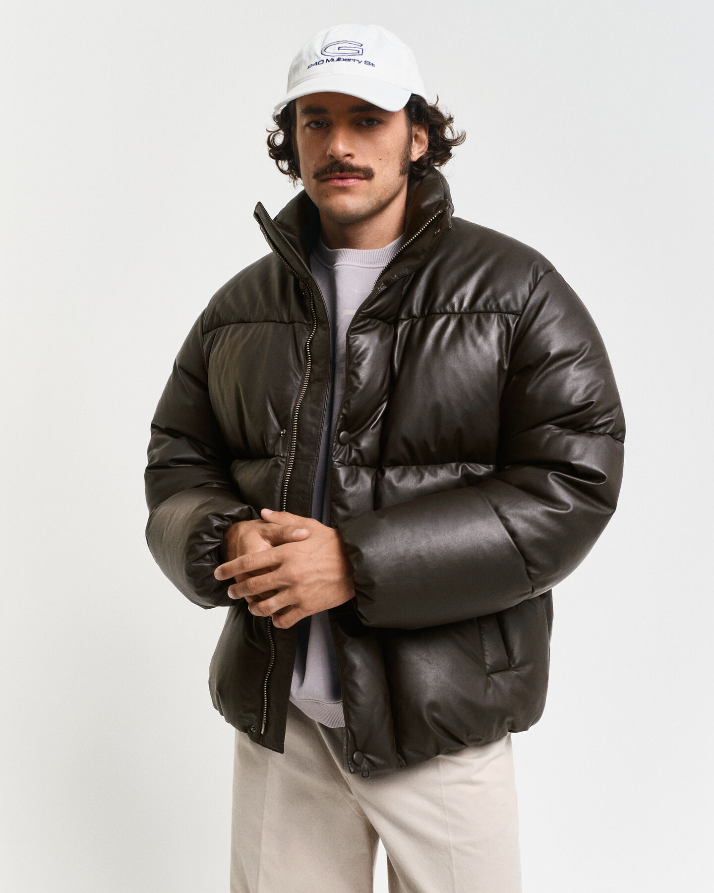 Doudoune en cuir et duvet d'oie