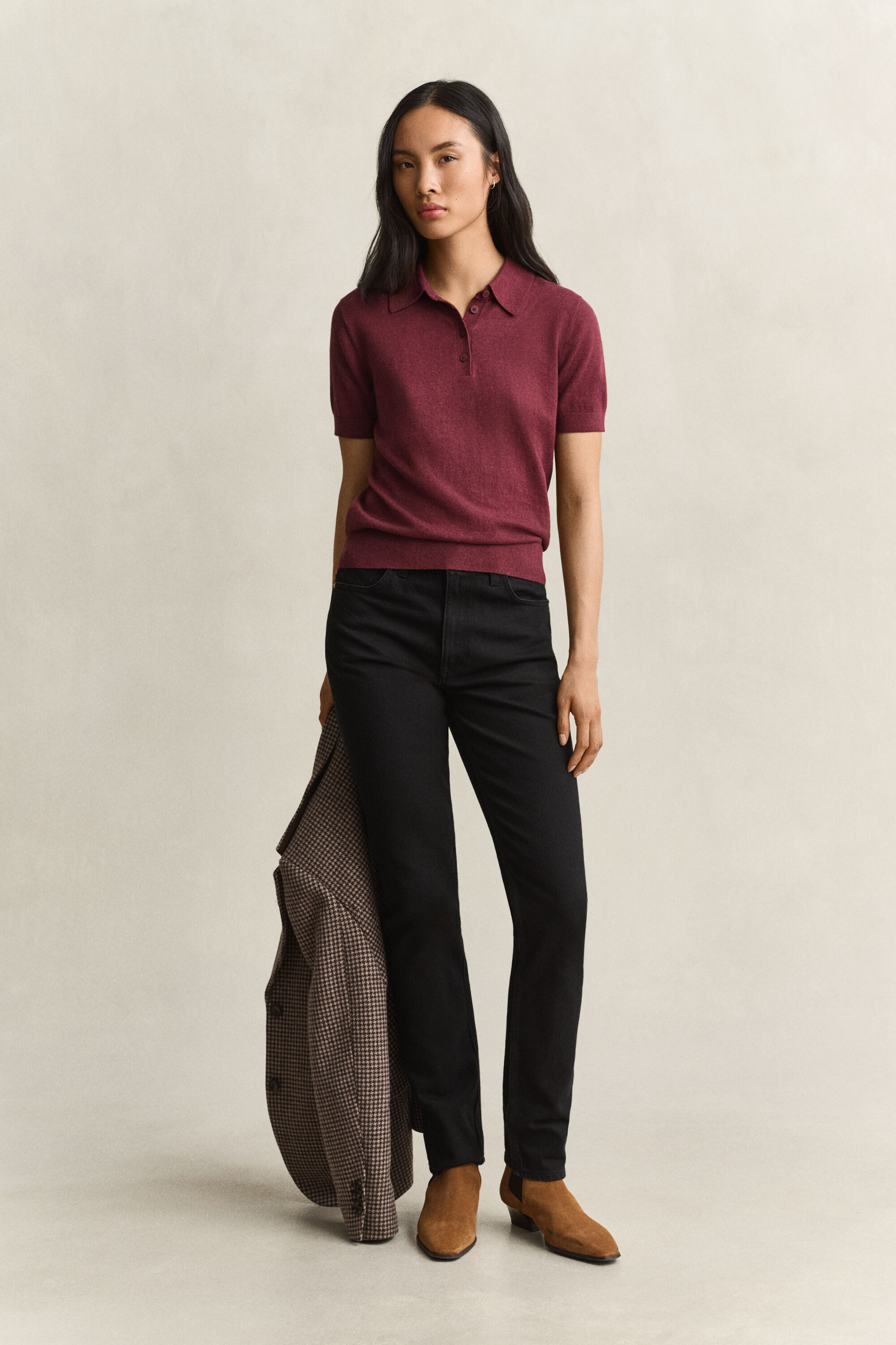 Pull léger façon polo en maille