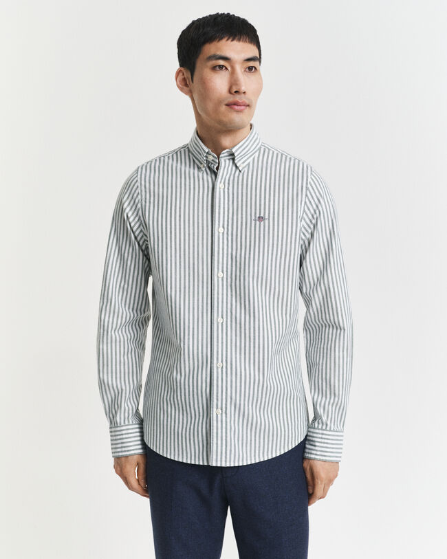 Chemise coupe slim en coton Oxford stretch à rayures