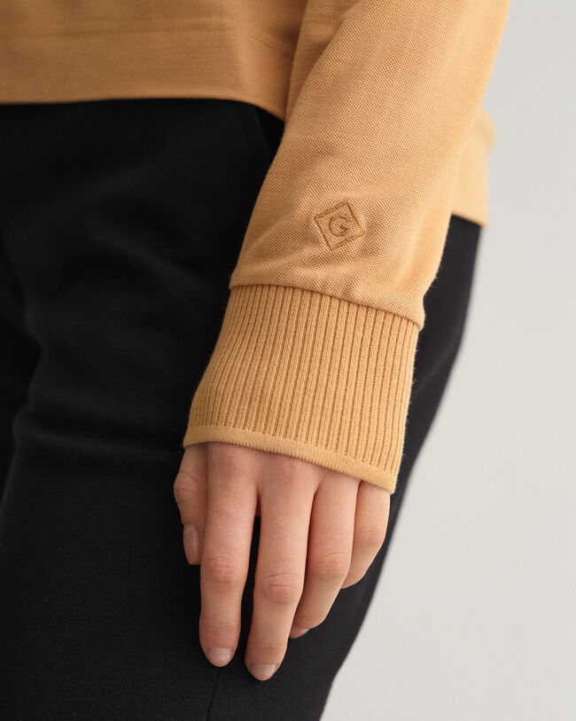 Detail Collar piqu&eacute; poloshirt met lange mouwen