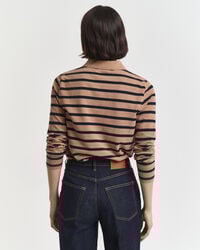 Polo en coton piqué à manches longues Breton Striped