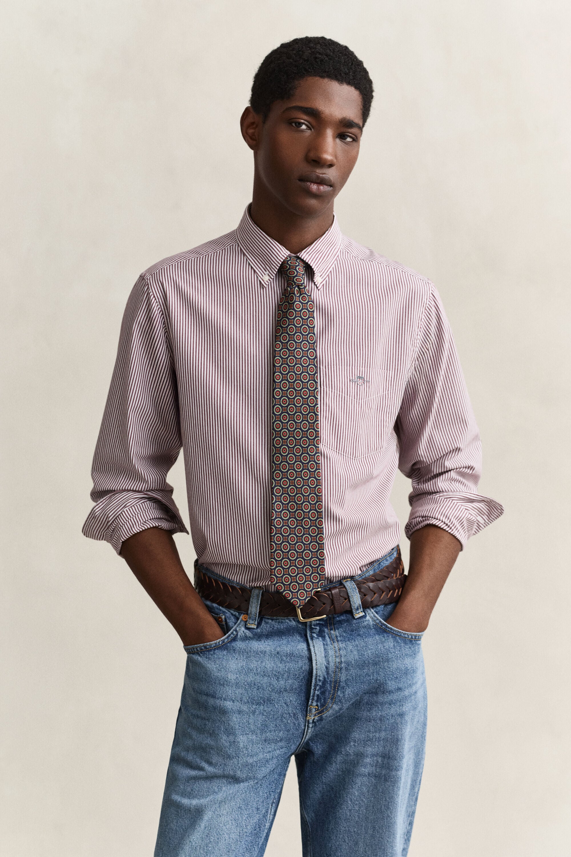 Classic Regular gestreept poplin hemd