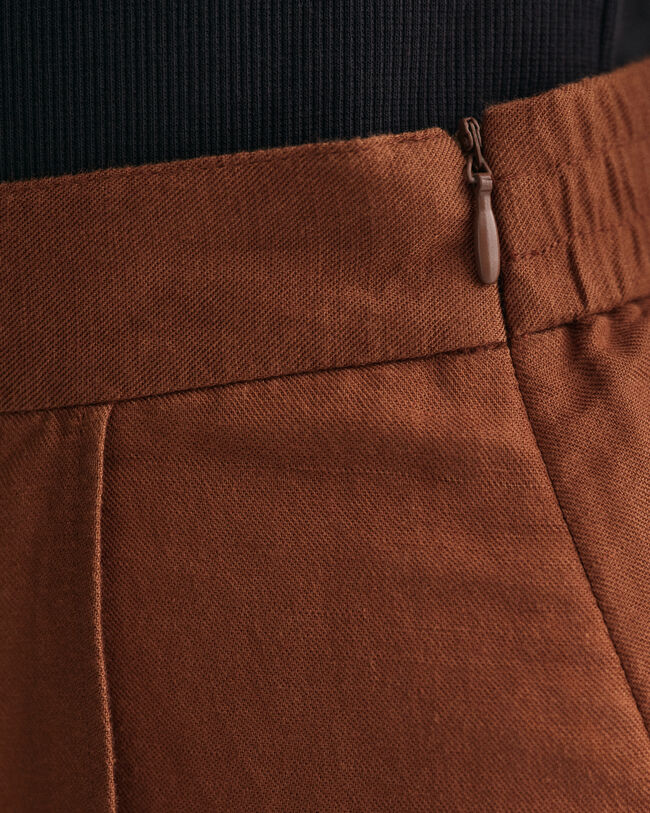 Jupe midi en lin et viscose