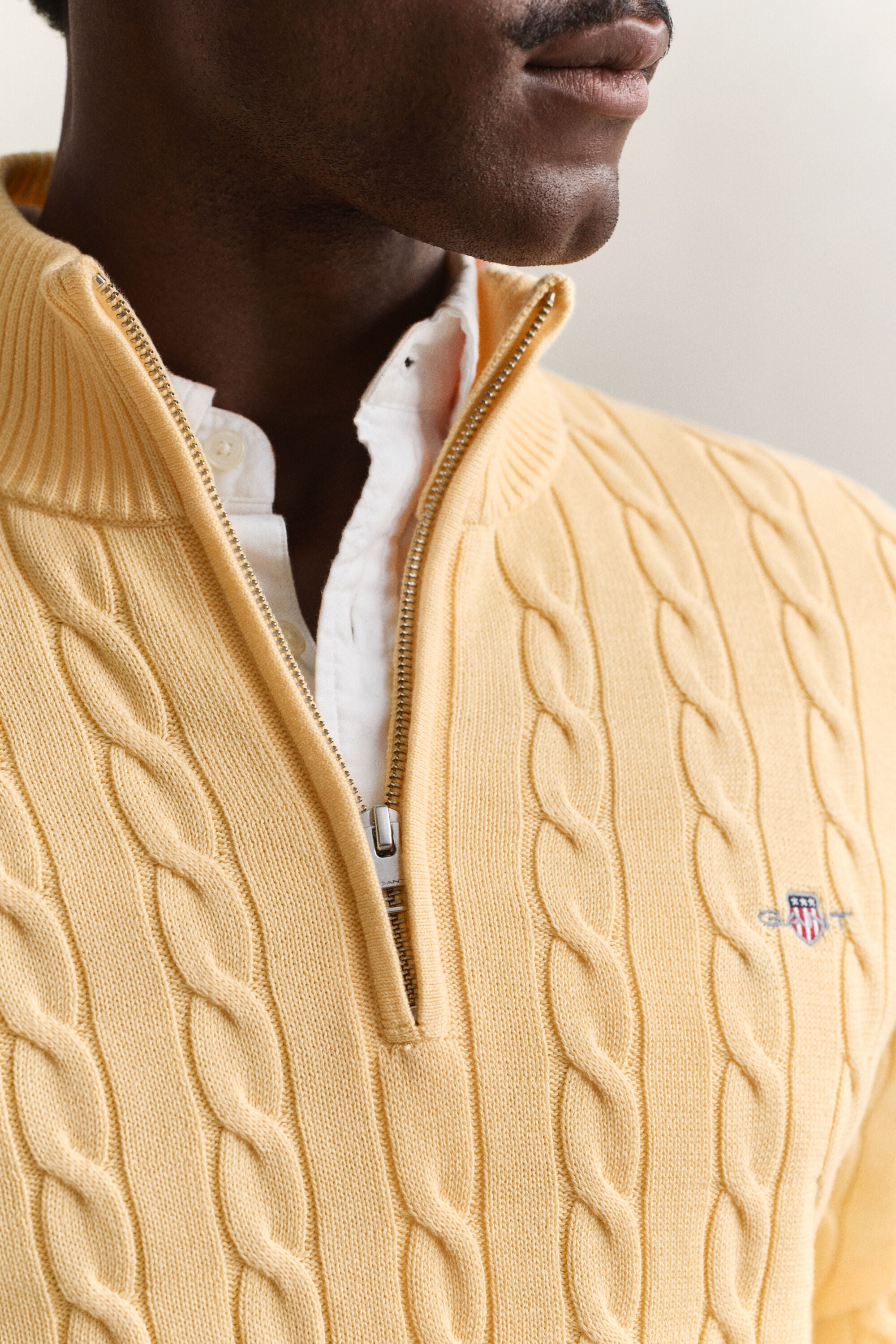 Pull à demi-zip en maille de coton torsadée