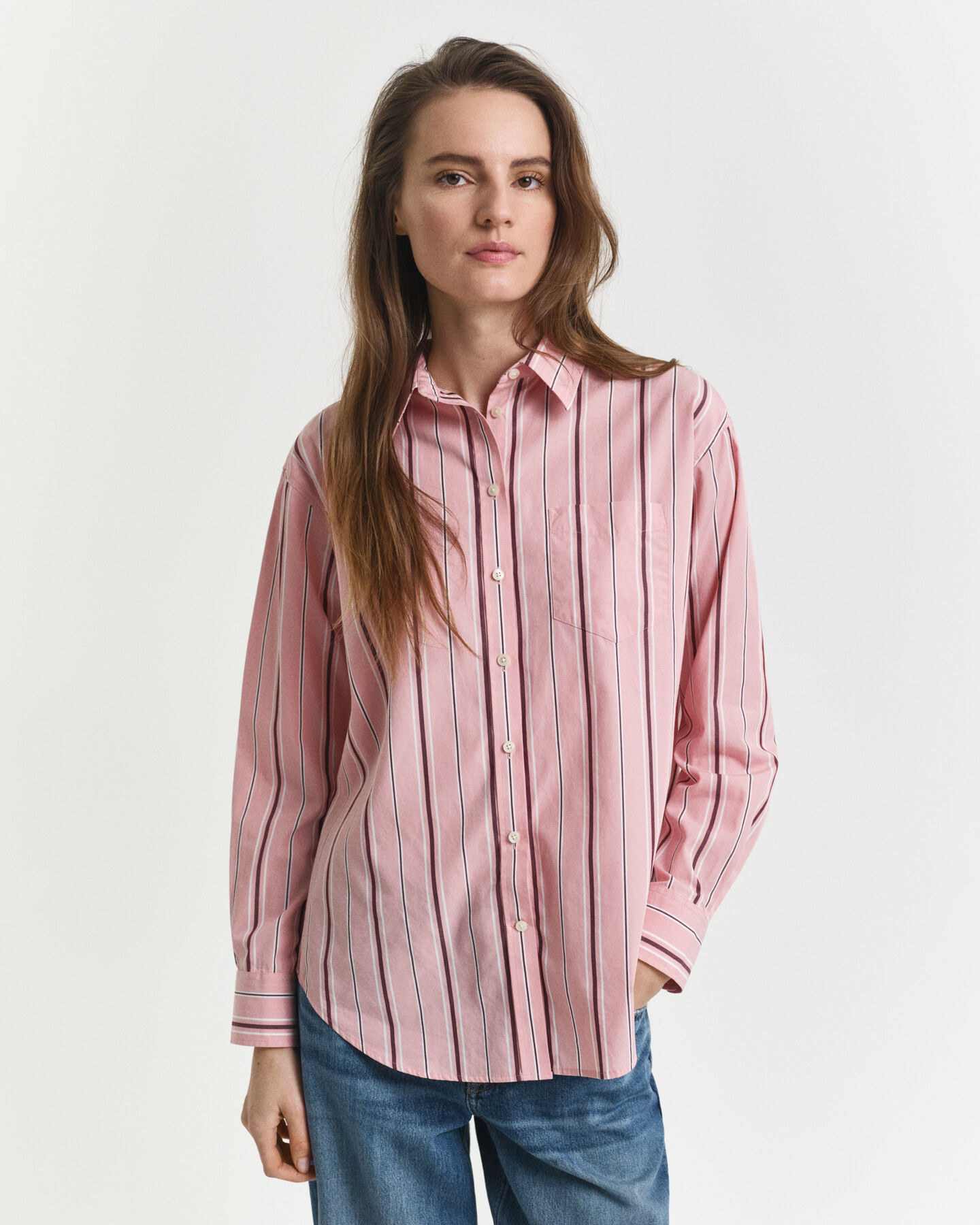 Relaxed Fit Classic hemd van poplin met strepen
