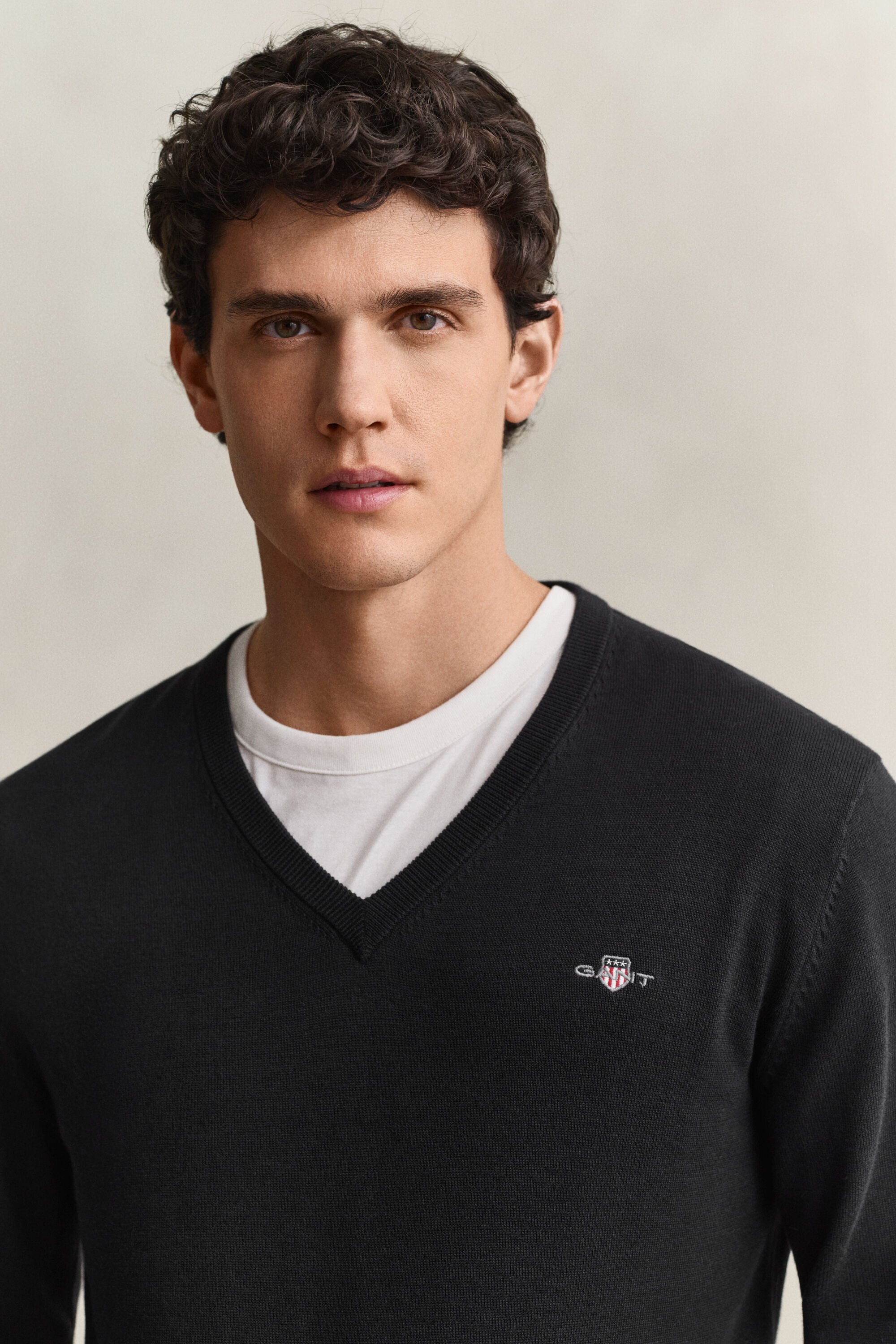 Pull col V en coton classique