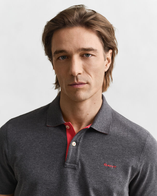 Piqué poloshirt met contrasterend detail