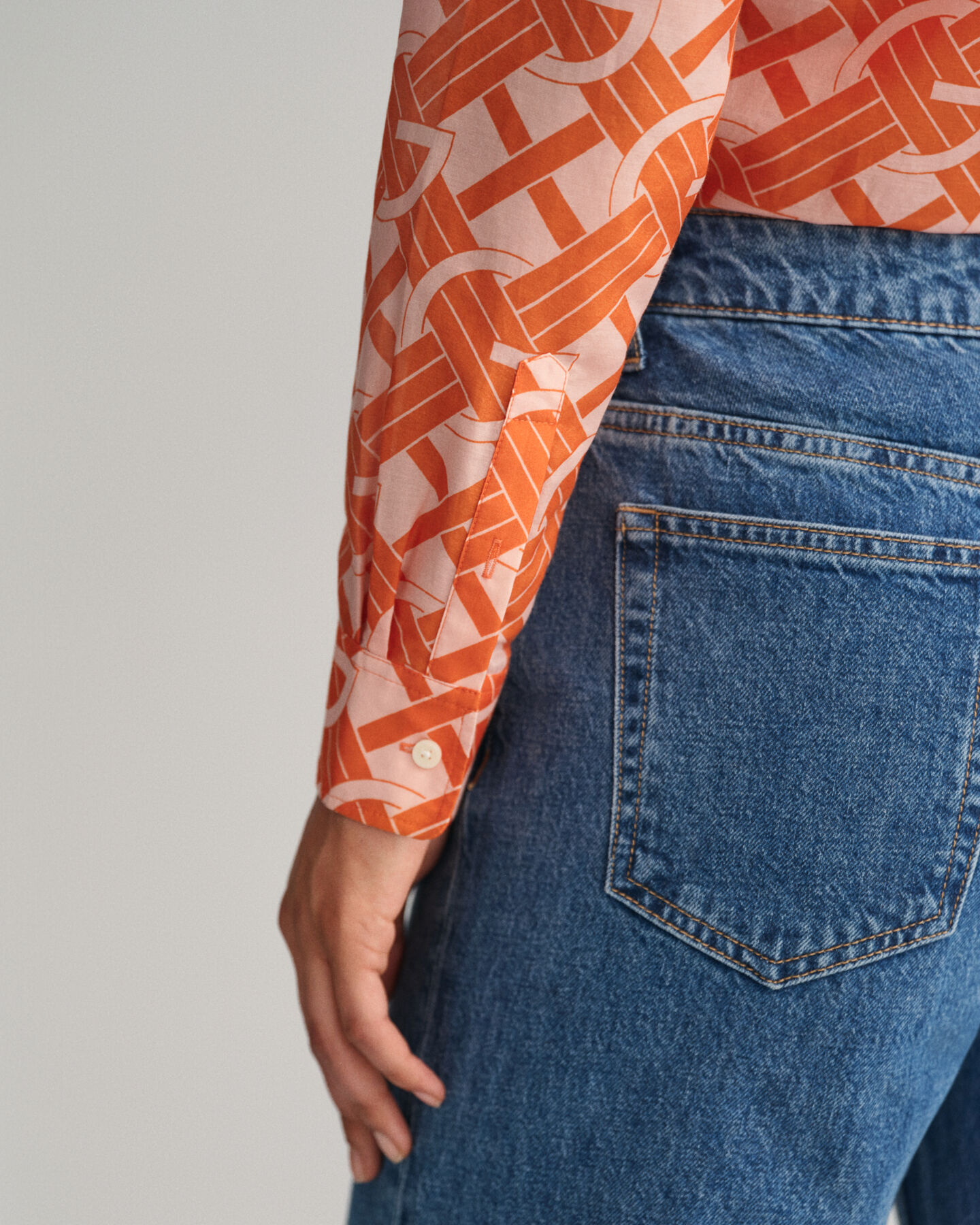 Regular Fit G Patterned hemd van katoen en zijde