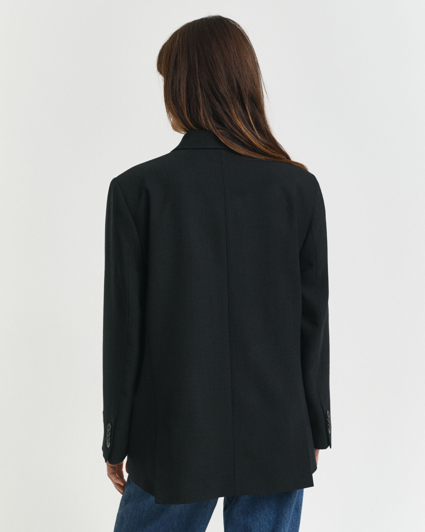 Veste blazer coupe décontractée en laine mélangée à boutonnage croisé Hopsack