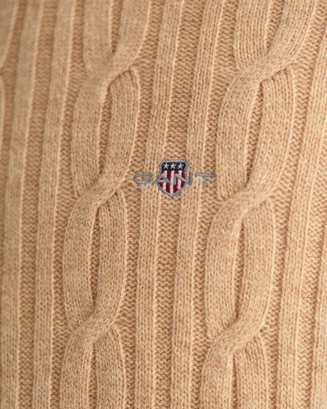 Pull ras du cou en maille torsadée en laine d'agneau