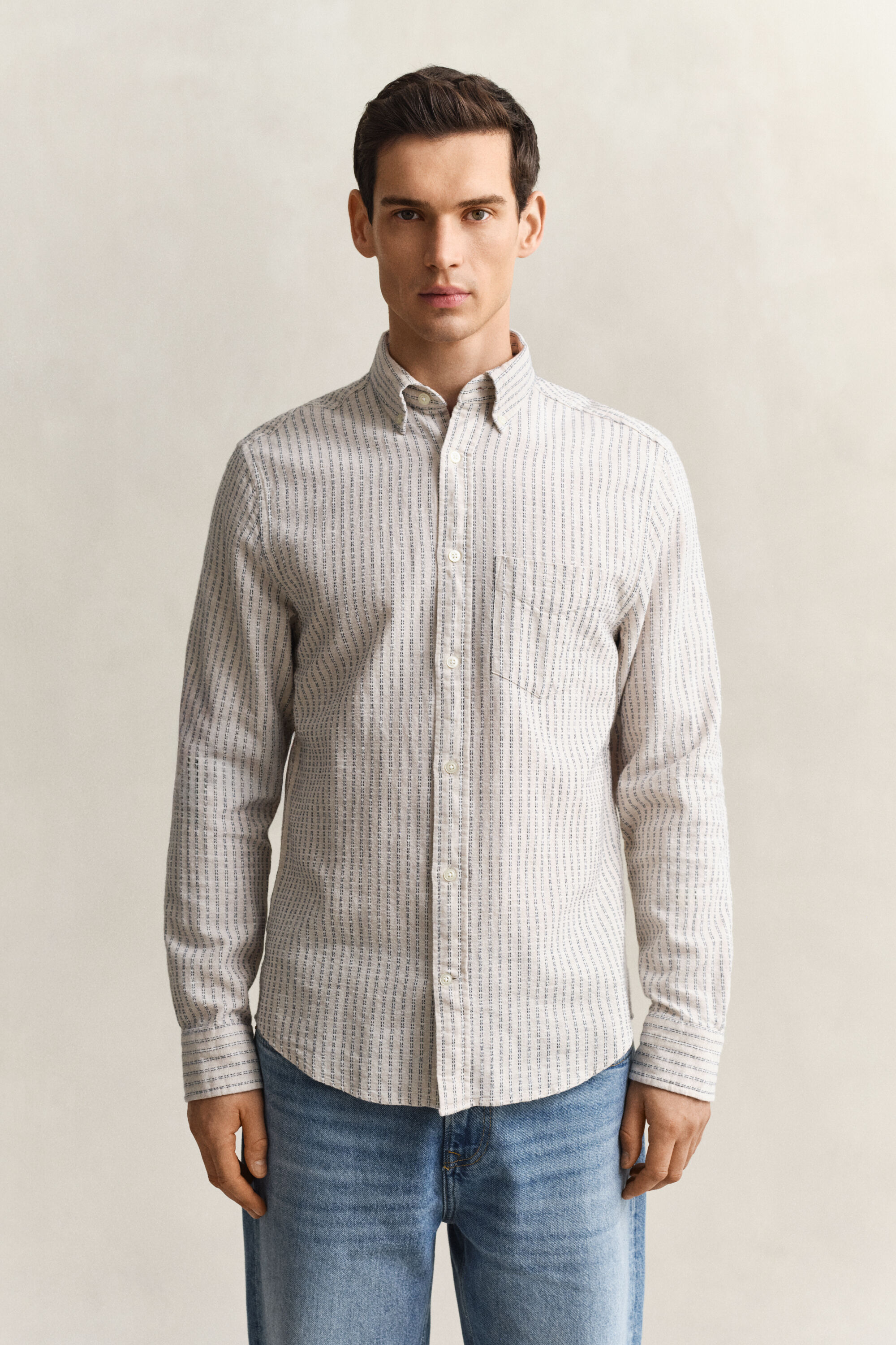 Chemise en lin mélangé à rayures