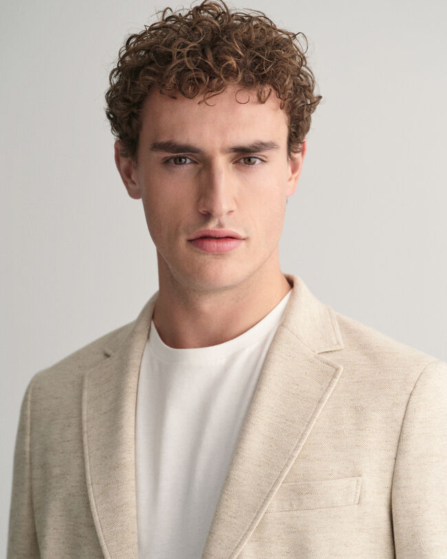 Slim Fit blazer van katoen en linnen