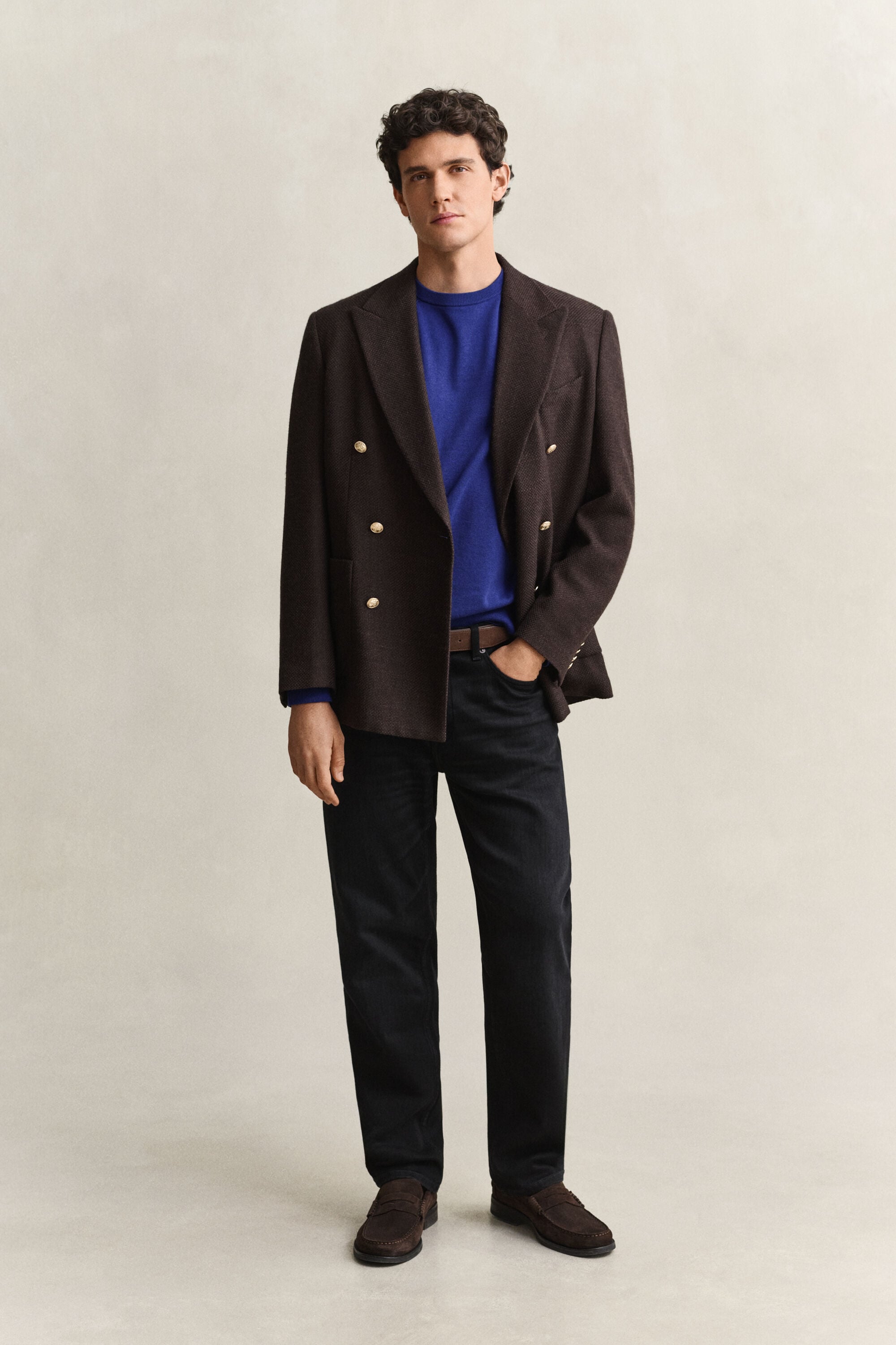 Pull col rond en coton classique