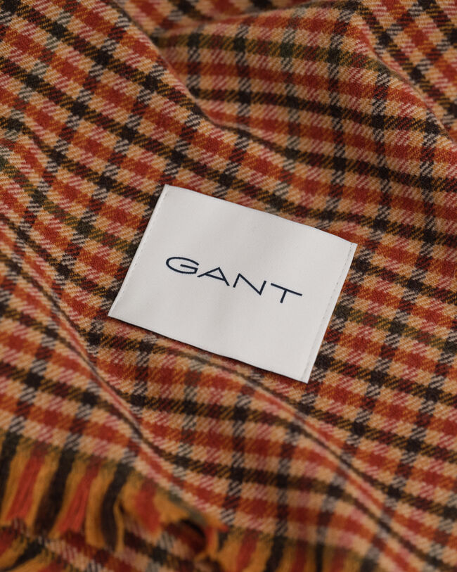 Brede wollen sjaal met Gingham-ruitje
