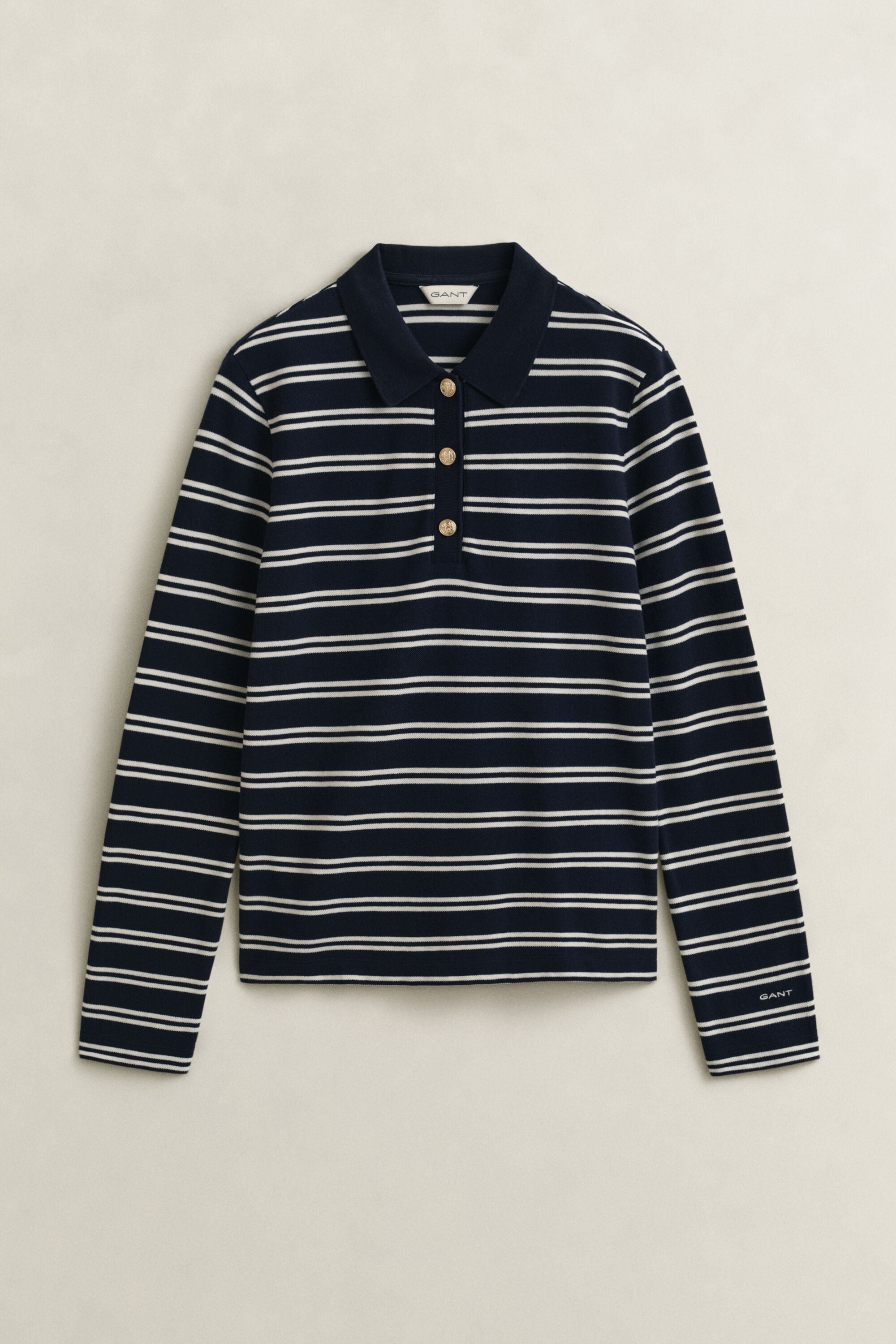 Gestreepte piqué polotop