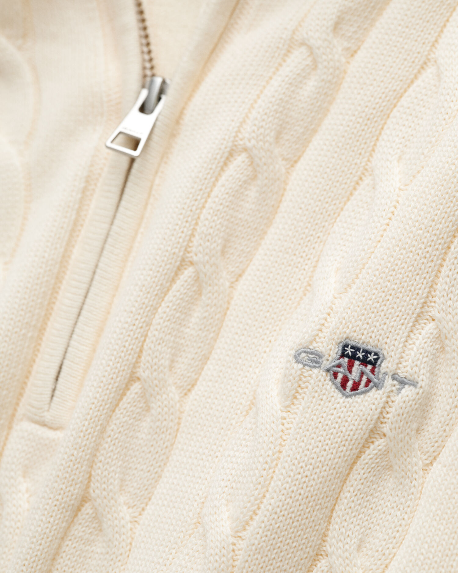 Pull à demi-zip en maille de coton torsadée